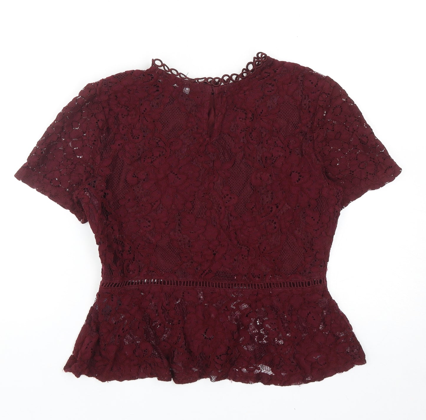 New Look Womens Purple Viscose Basic Blouse Size 12 Mock Neck