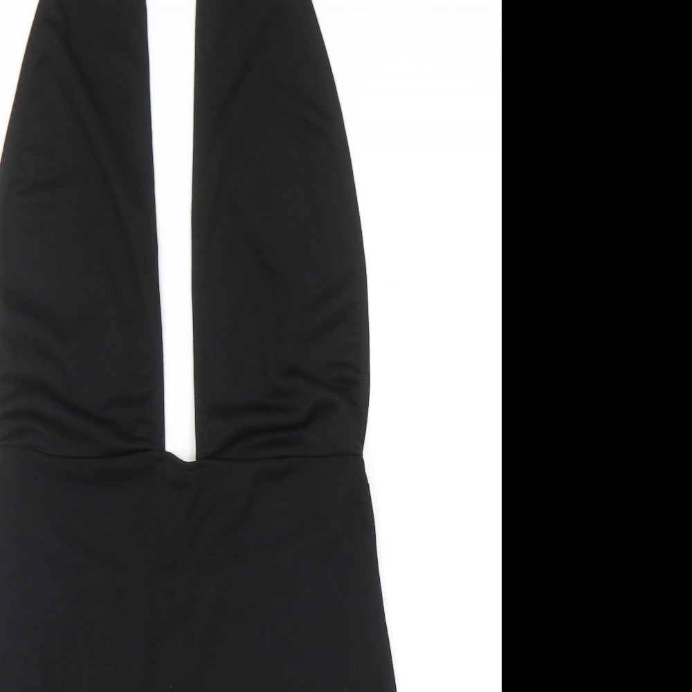 Missguided Womens Black Polyester Pencil Dress Size 14 Halter Pullover