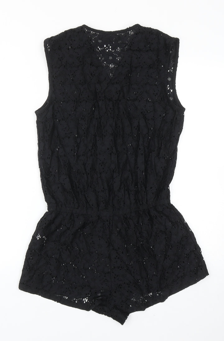 Atmosphere Womens Black Nylon Playsuit One-Piece Size S Pullover