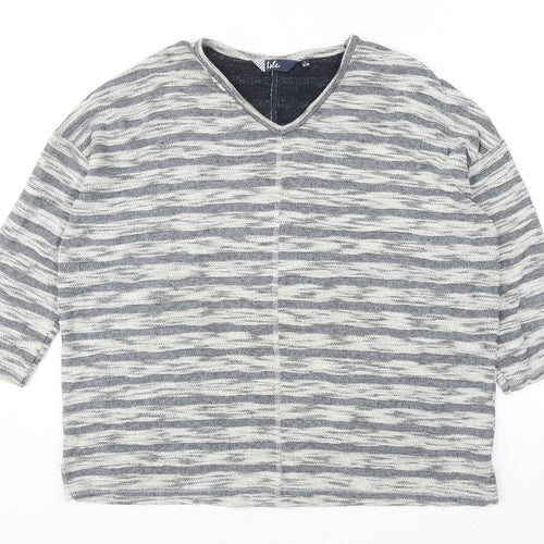 EWM Womens Grey Striped Cotton Pullover Sweatshirt Size L Pullover