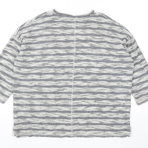 EWM Womens Grey Striped Cotton Pullover Sweatshirt Size L Pullover
