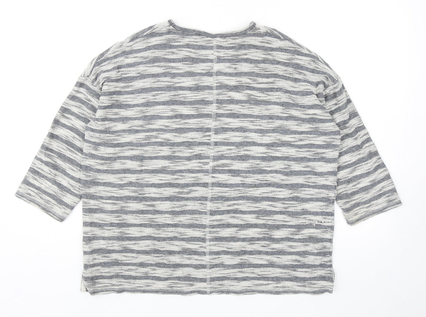 EWM Womens Grey Striped Cotton Pullover Sweatshirt Size L Pullover