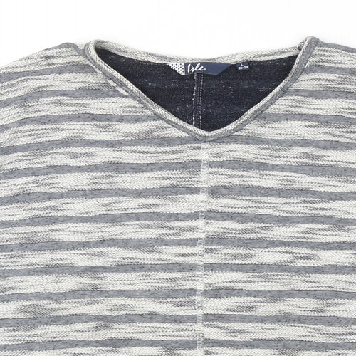 EWM Womens Grey Striped Cotton Pullover Sweatshirt Size L Pullover