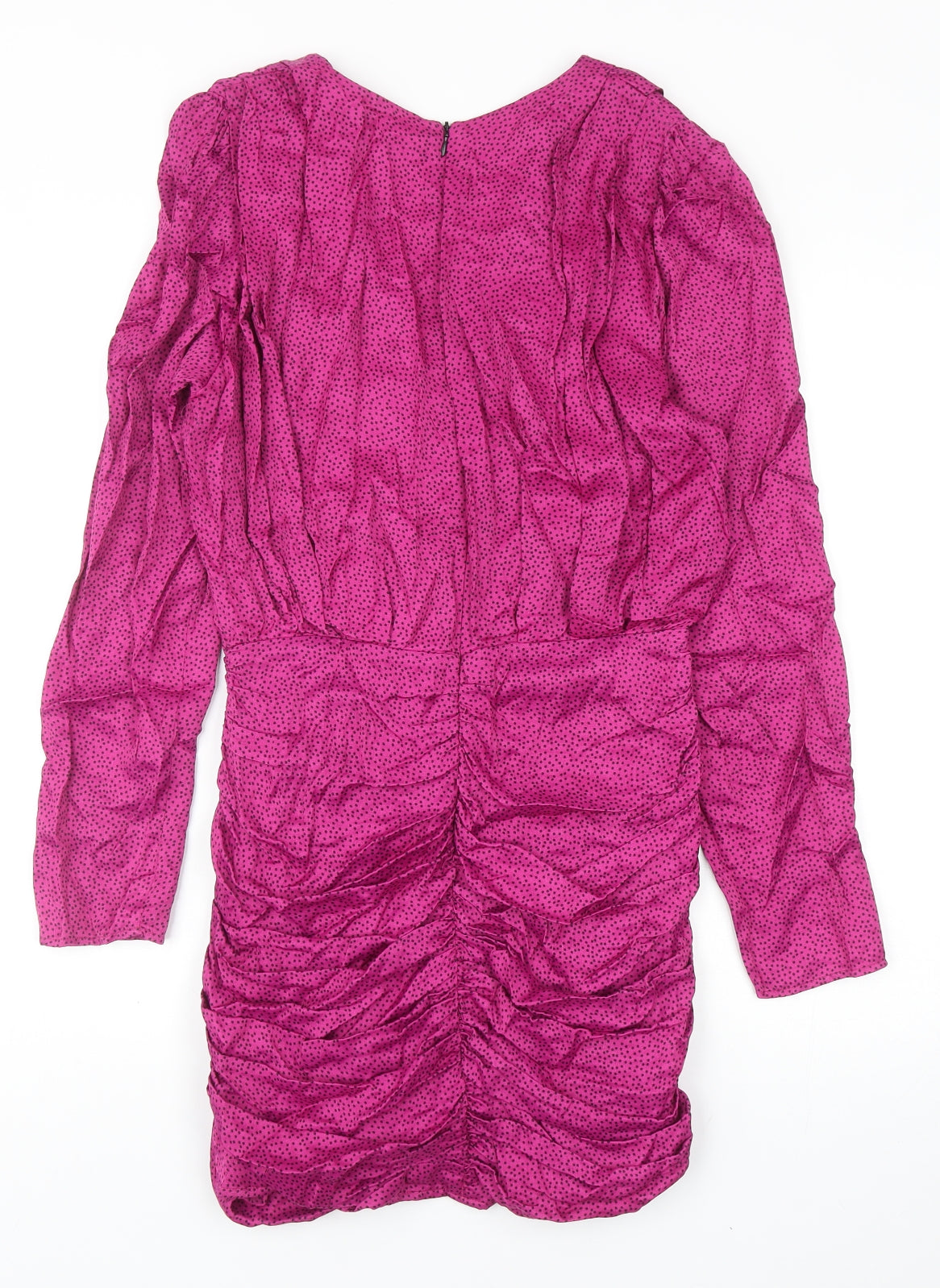 Zara Womens Pink Viscose Mini Size M V-Neck Zip