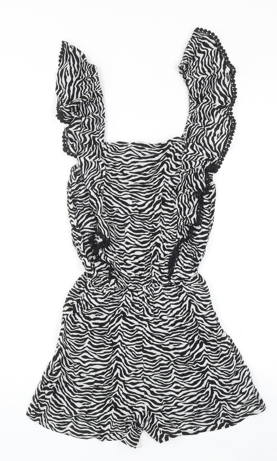 George Womens Black Animal Print Viscose Playsuit One-Piece Size S Pullover - Zebra print