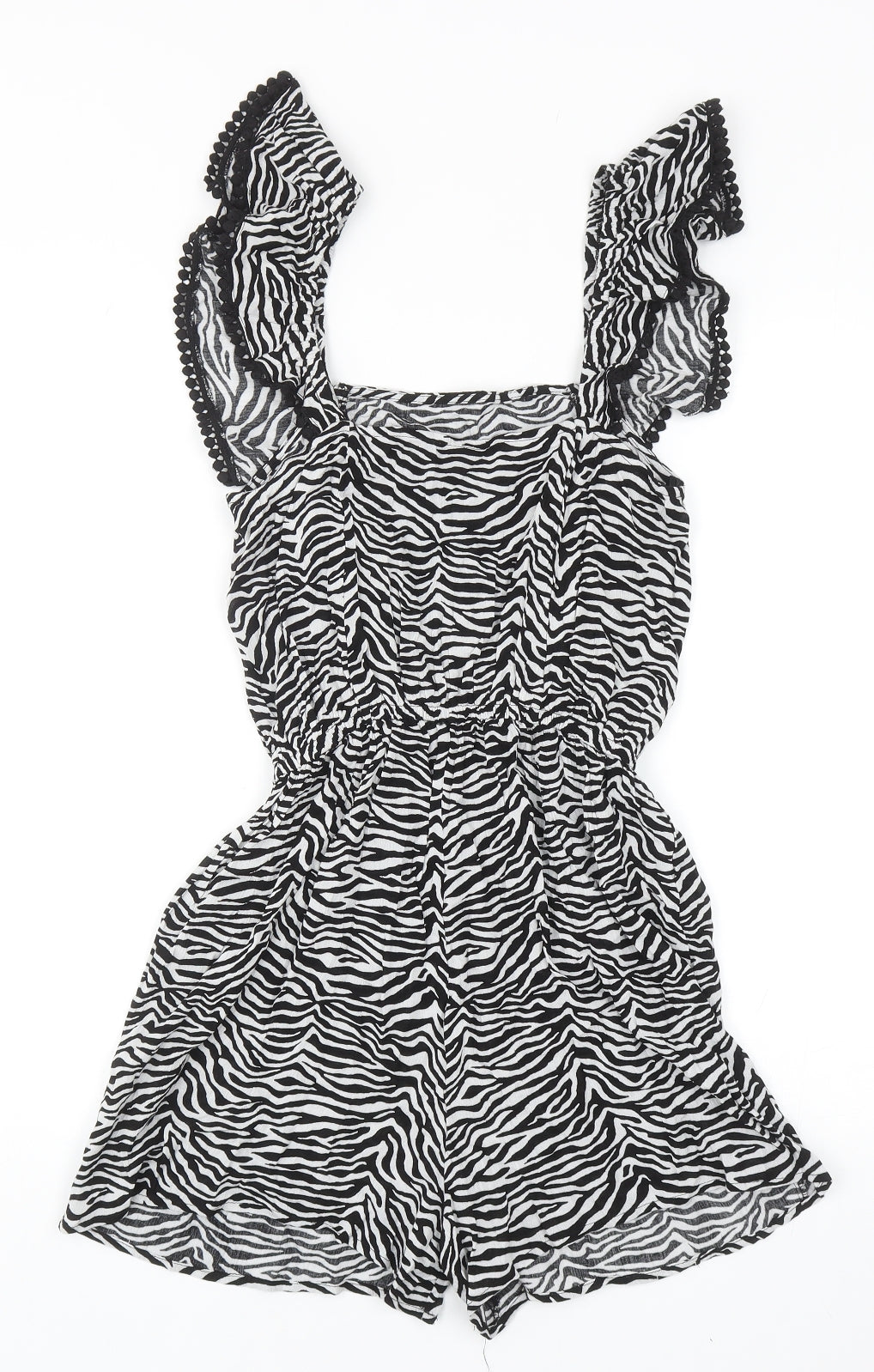 George Womens Black Animal Print Viscose Playsuit One-Piece Size S Pullover - Zebra print