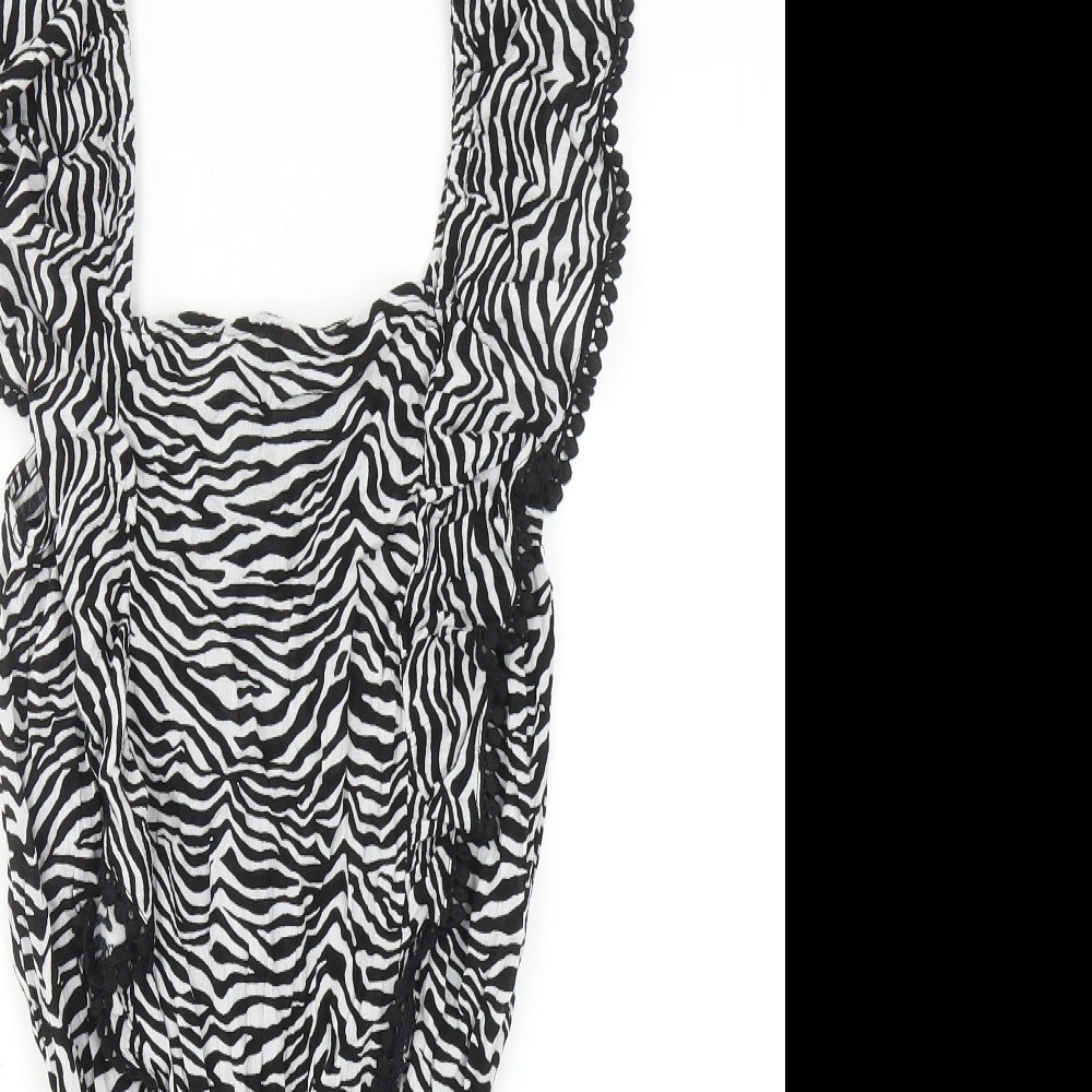 George Womens Black Animal Print Viscose Playsuit One-Piece Size S Pullover - Zebra print