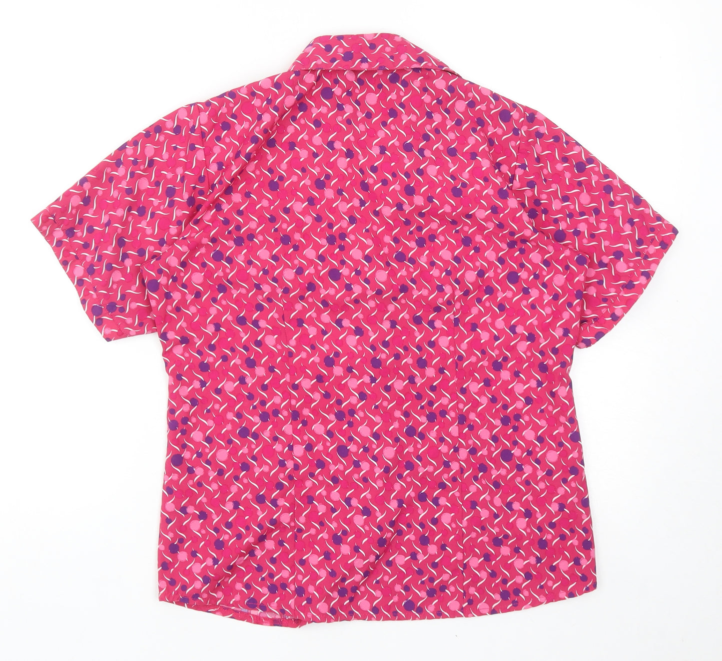 Meltemi Womens Pink Geometric Polyester Basic Button-Up Size 8 Collared