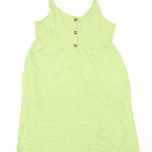NEXT Womens Green Cotton Slip Dress Size 12 Scoop Neck Pullover