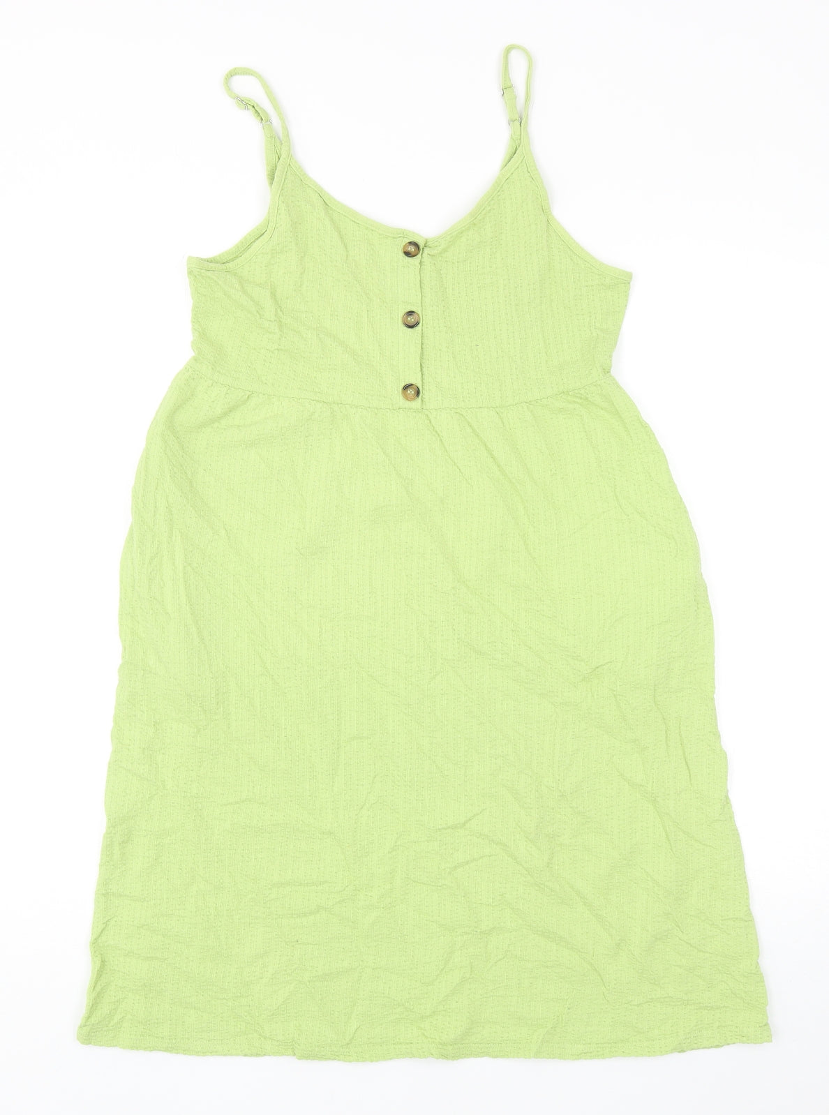 NEXT Womens Green Cotton Slip Dress Size 12 Scoop Neck Pullover