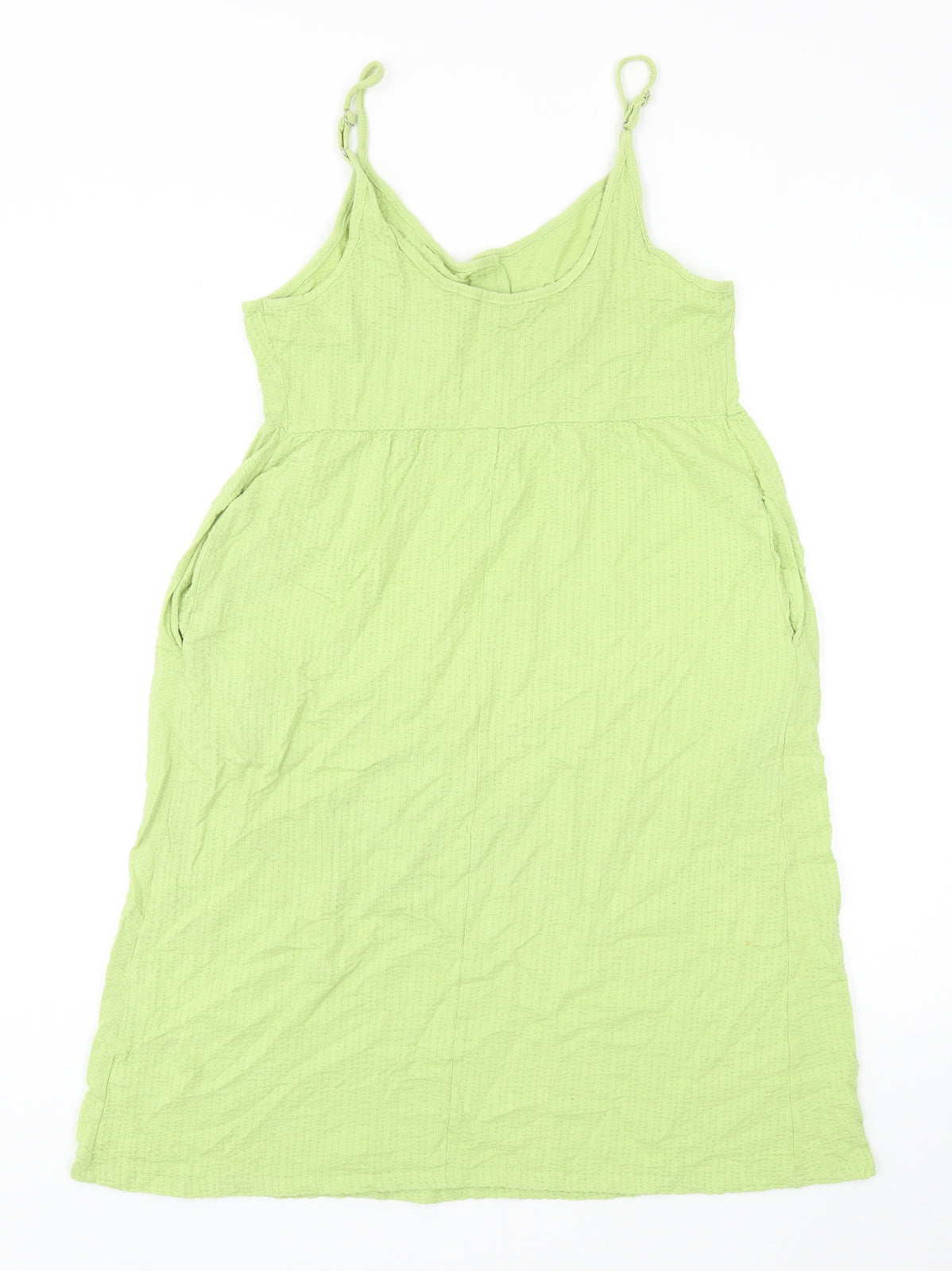 NEXT Womens Green Cotton Slip Dress Size 12 Scoop Neck Pullover