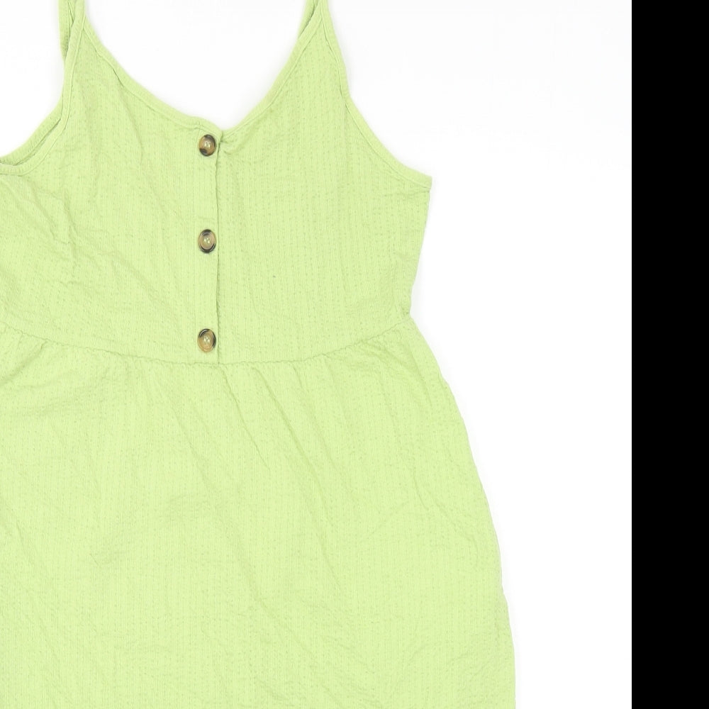 NEXT Womens Green Cotton Slip Dress Size 12 Scoop Neck Pullover