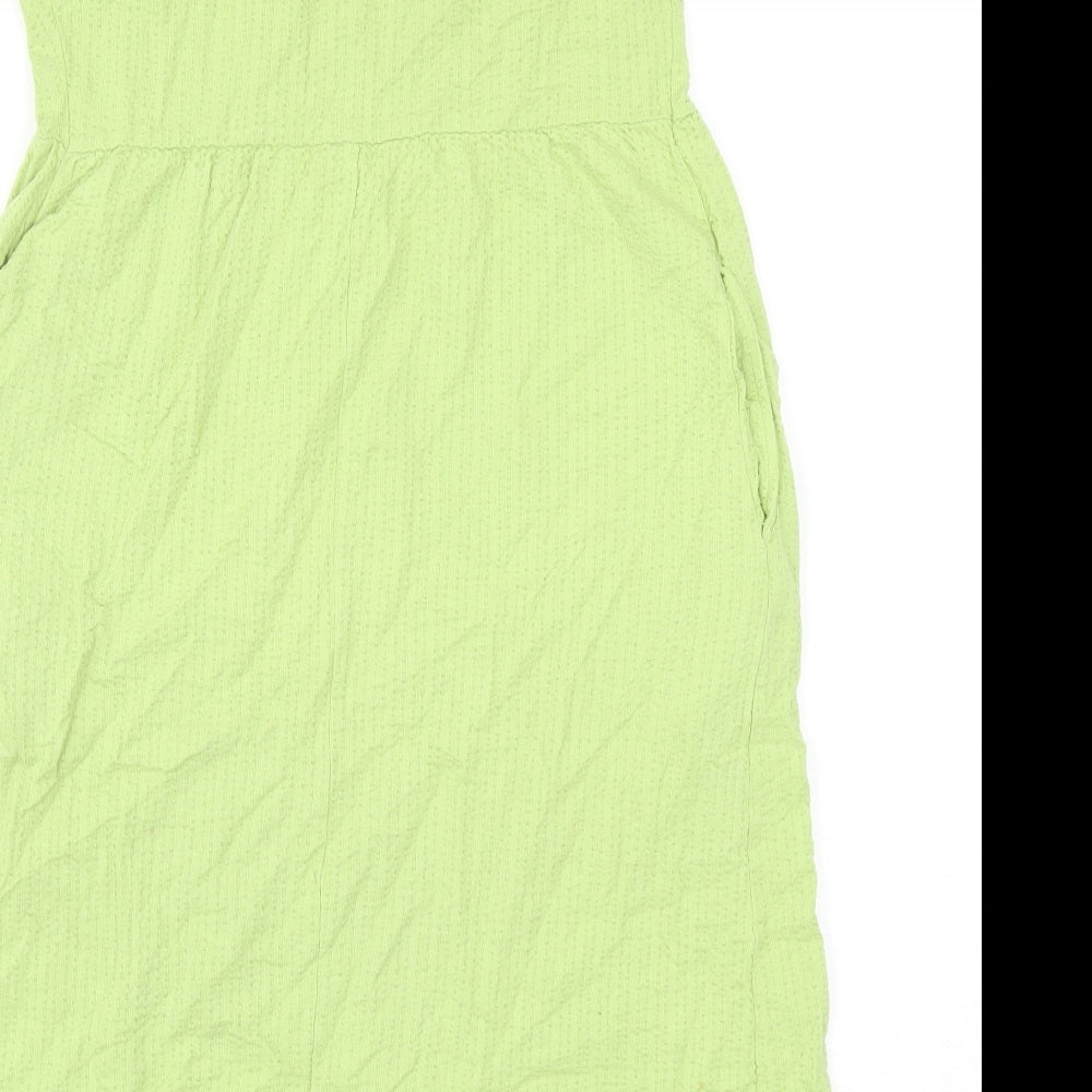 NEXT Womens Green Cotton Slip Dress Size 12 Scoop Neck Pullover