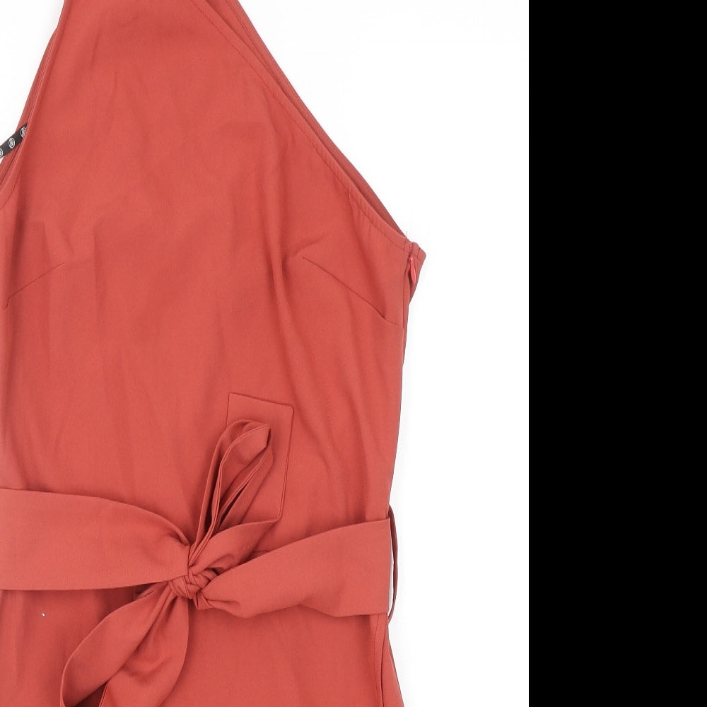 Missguided Womens Orange Polyester Mini Size 12 Halter Zip