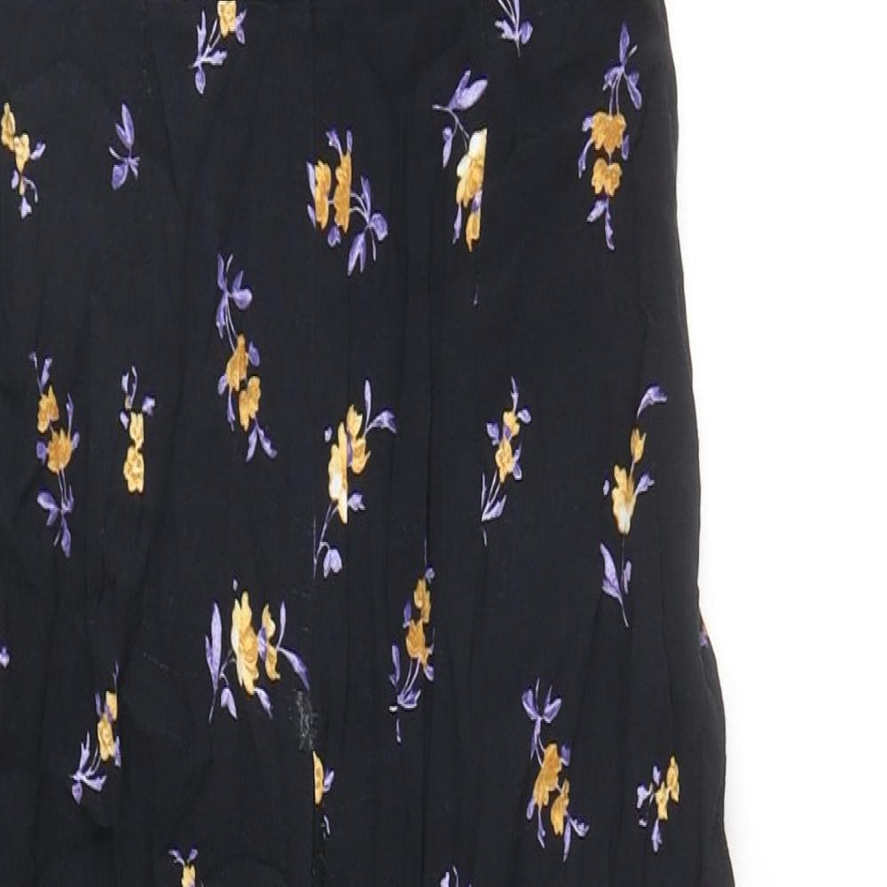 Nobody's Child Womens Black Floral Viscose Jumpsuit One-Piece Size 10 Zip