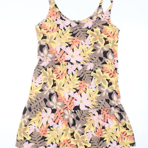 Nutmeg Womens Multicoloured Floral Polyester Tank Dress Size 10 Scoop Neck Pullover