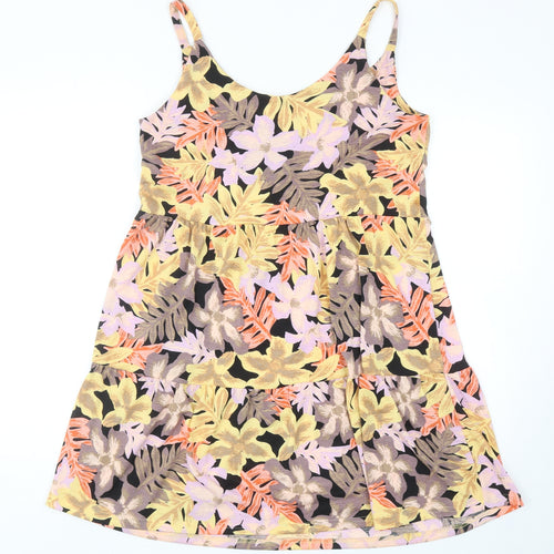 Nutmeg Womens Multicoloured Floral Polyester Tank Dress Size 10 Scoop Neck Pullover