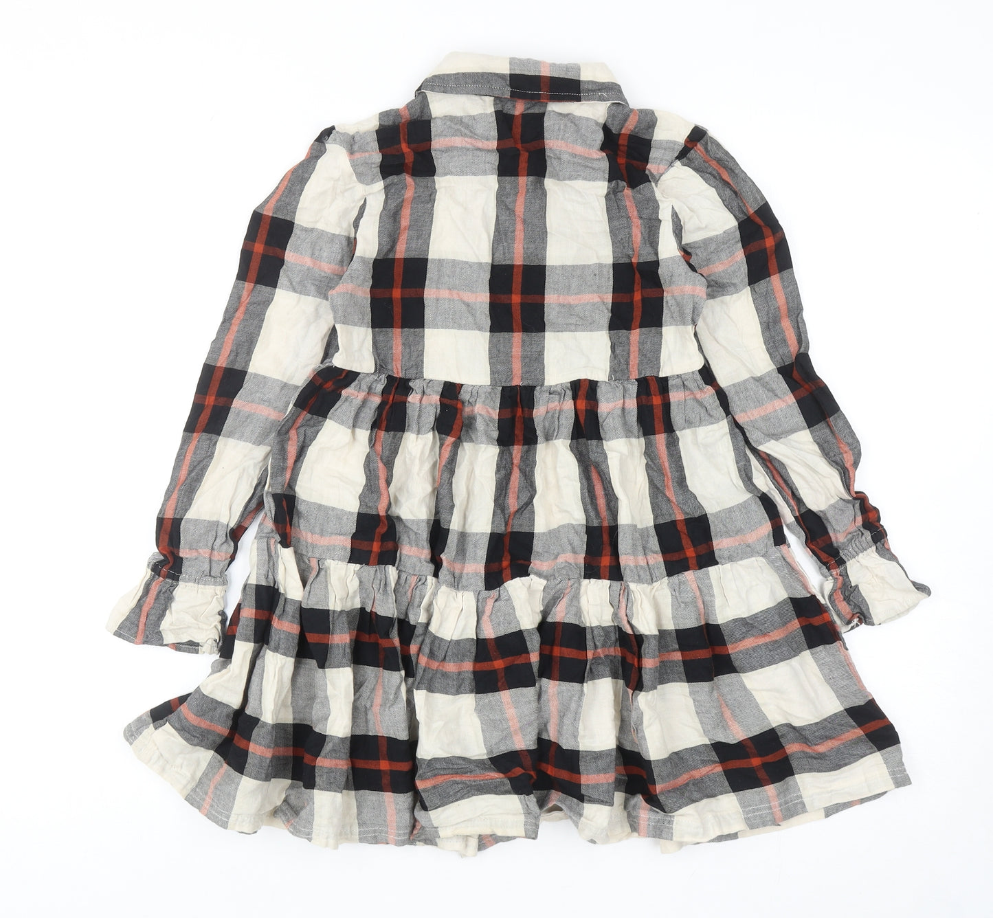 PEP&CO Womens Multicoloured Plaid Cotton Shirt Dress Size 8 Collared Button