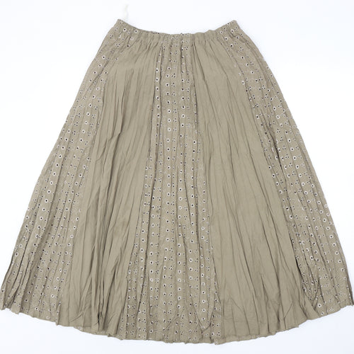 Classics Womens Green Cotton Pleated Skirt Size 12 - Pleated and anglaise detail