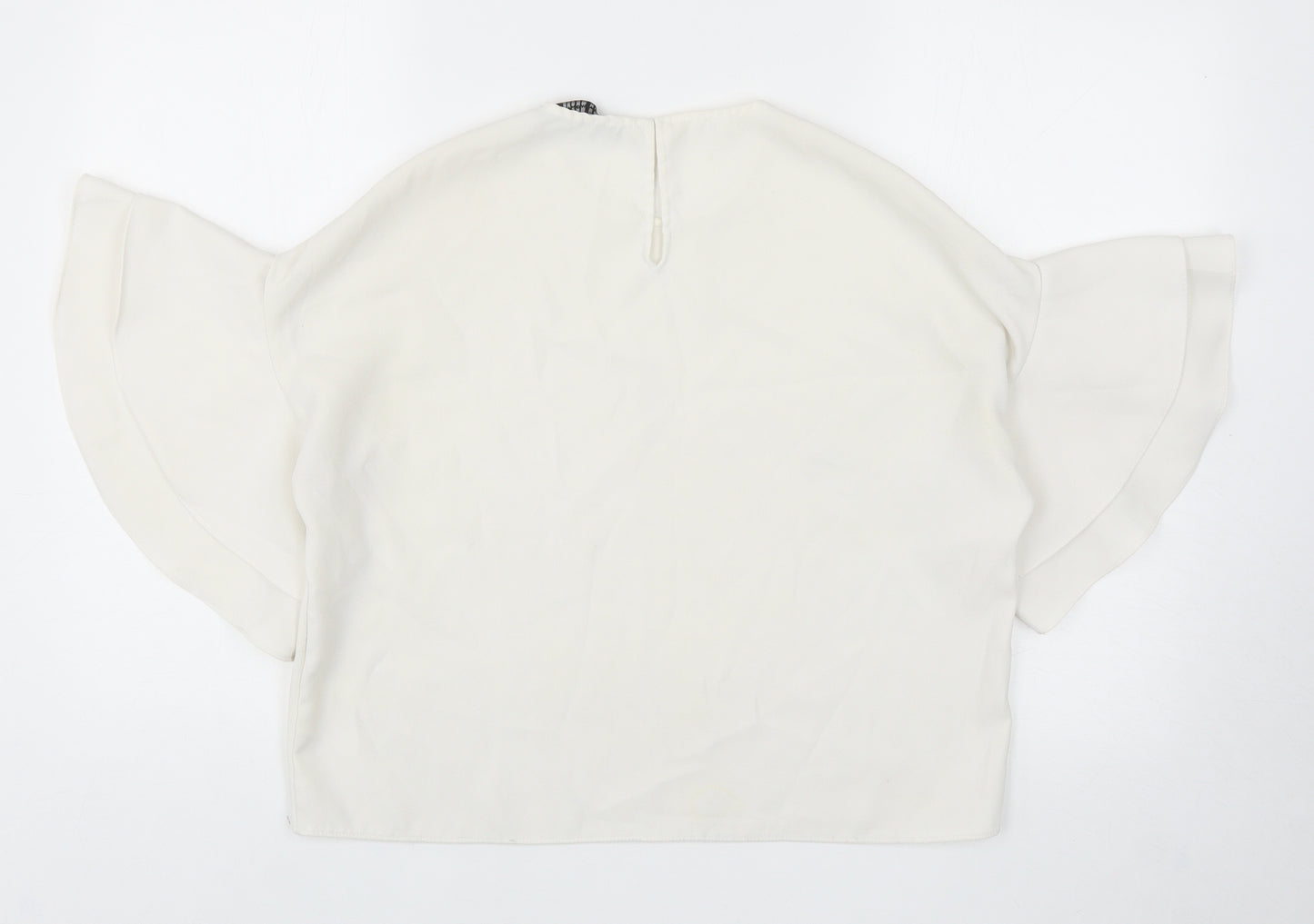 Zara Womens White Polyester Basic Blouse Size S Round Neck