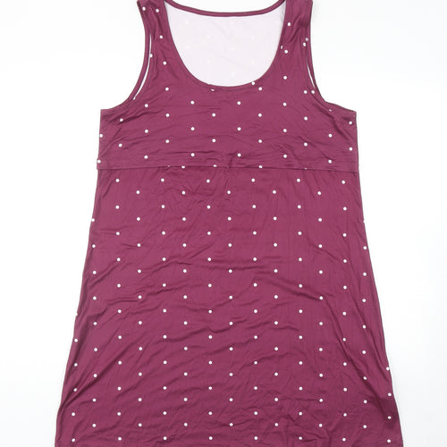 Preworn Womens Purple Polka Dot Polyester Tank Dress Size M Scoop Neck Pullover