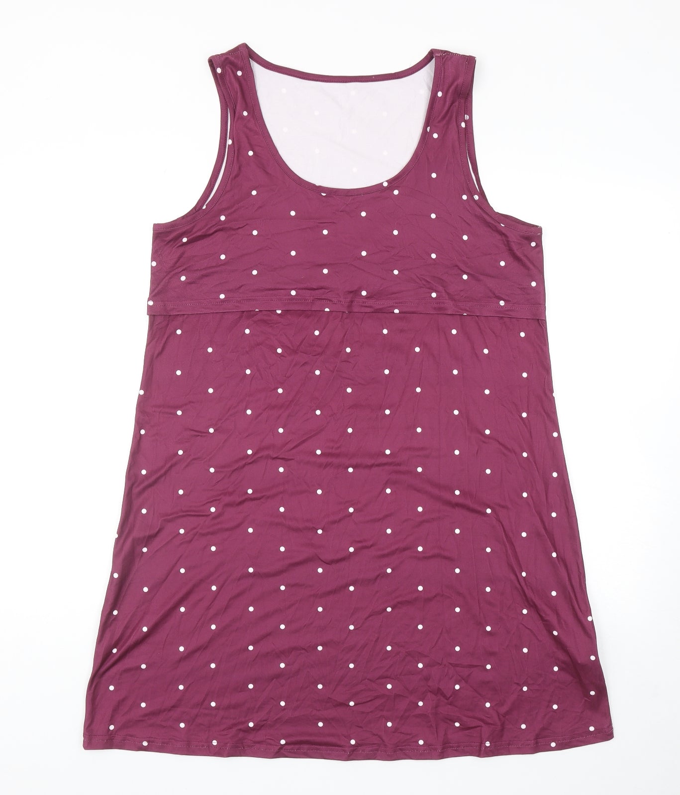 Preworn Womens Purple Polka Dot Polyester Tank Dress Size M Scoop Neck Pullover