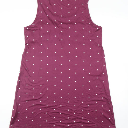Preworn Womens Purple Polka Dot Polyester Tank Dress Size M Scoop Neck Pullover