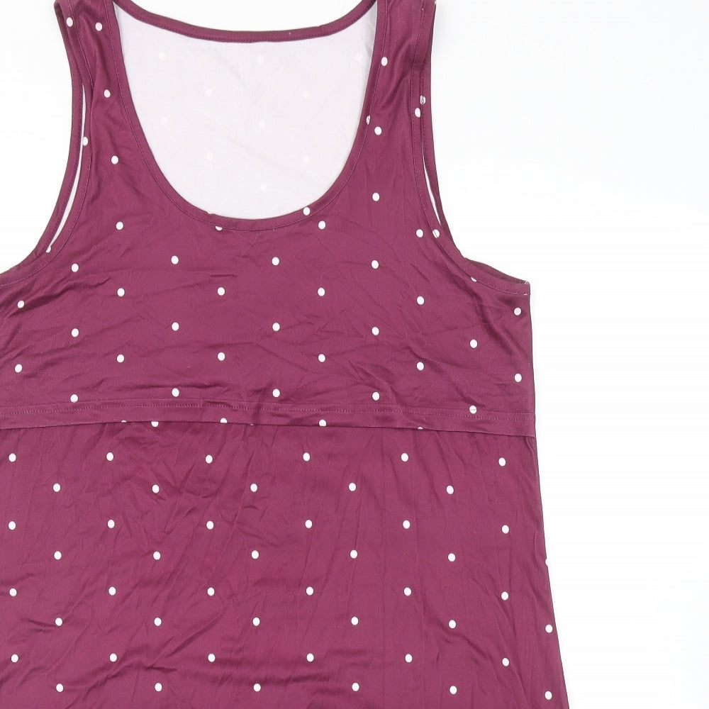 Preworn Womens Purple Polka Dot Polyester Tank Dress Size M Scoop Neck Pullover