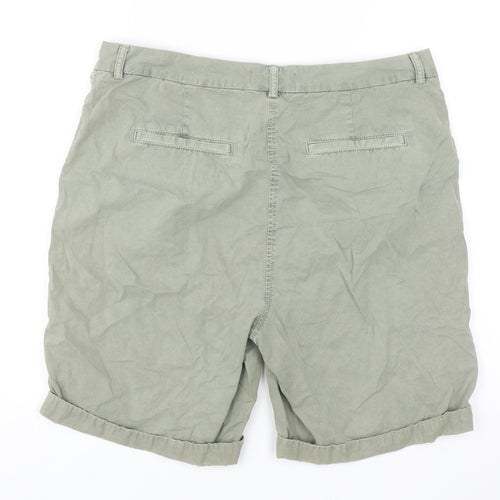 Marks and Spencer Womens Green Polyester Chino Shorts Size 14 Regular Zip