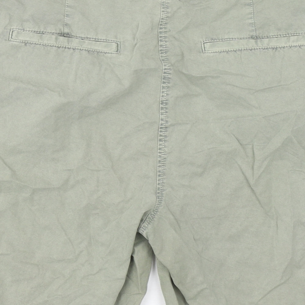 Marks and Spencer Womens Green Polyester Chino Shorts Size 14 Regular Zip