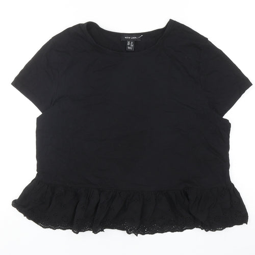 New Look Womens Black Cotton Basic Tank Size 12 Crew Neck