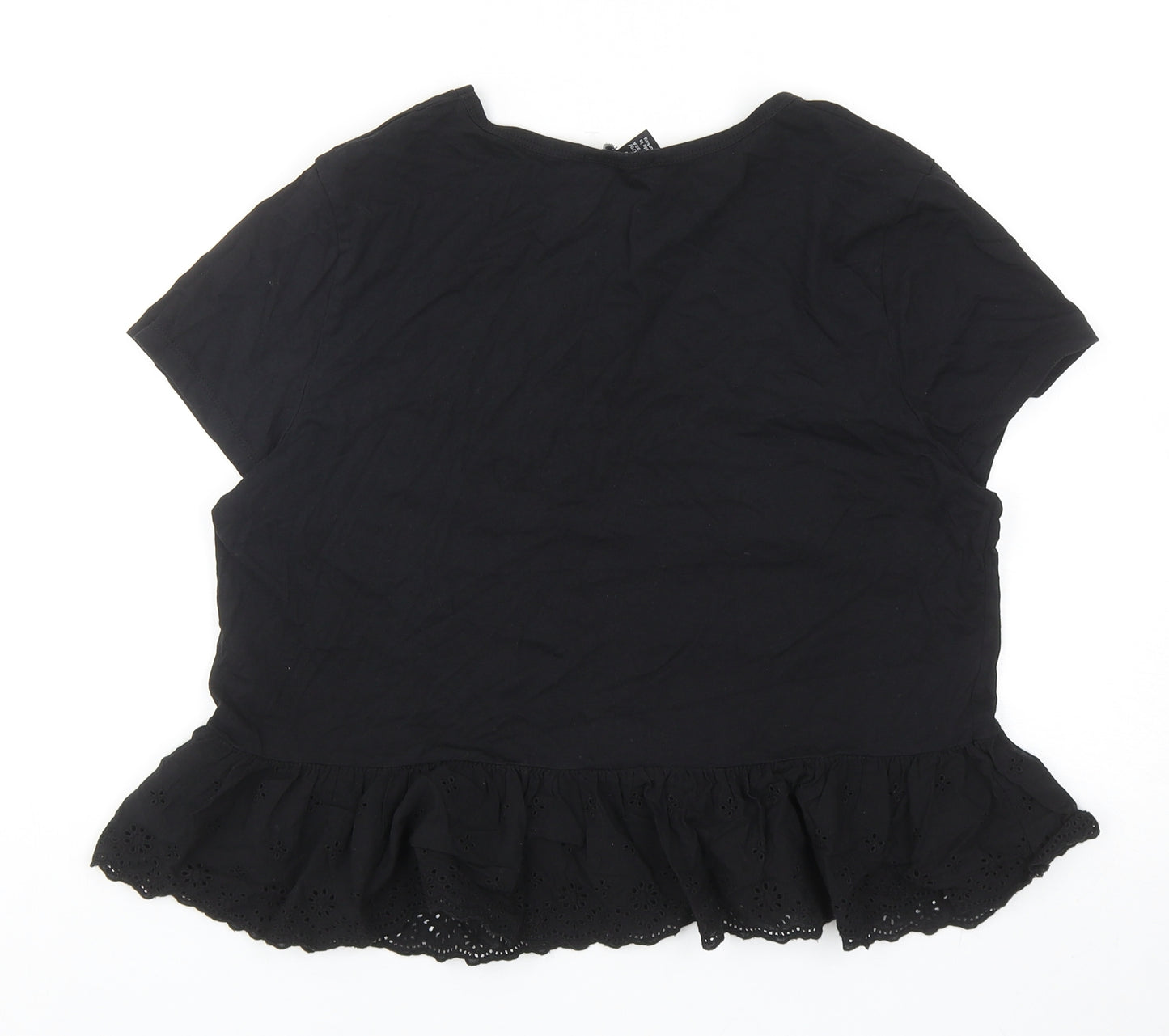 New Look Womens Black Cotton Basic Tank Size 12 Crew Neck