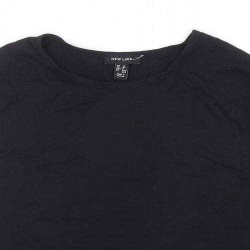 New Look Womens Black Cotton Basic Tank Size 12 Crew Neck