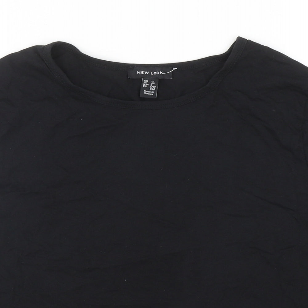 New Look Womens Black Cotton Basic Tank Size 12 Crew Neck