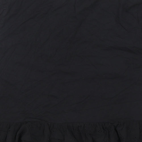 New Look Womens Black Cotton Basic Tank Size 12 Crew Neck
