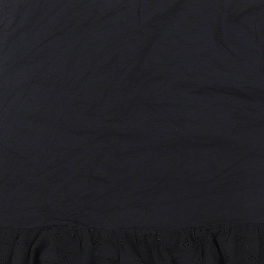 New Look Womens Black Cotton Basic Tank Size 12 Crew Neck