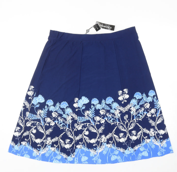 Chances R Womens Blue Geometric Polyester A-Line Skirt Size XL