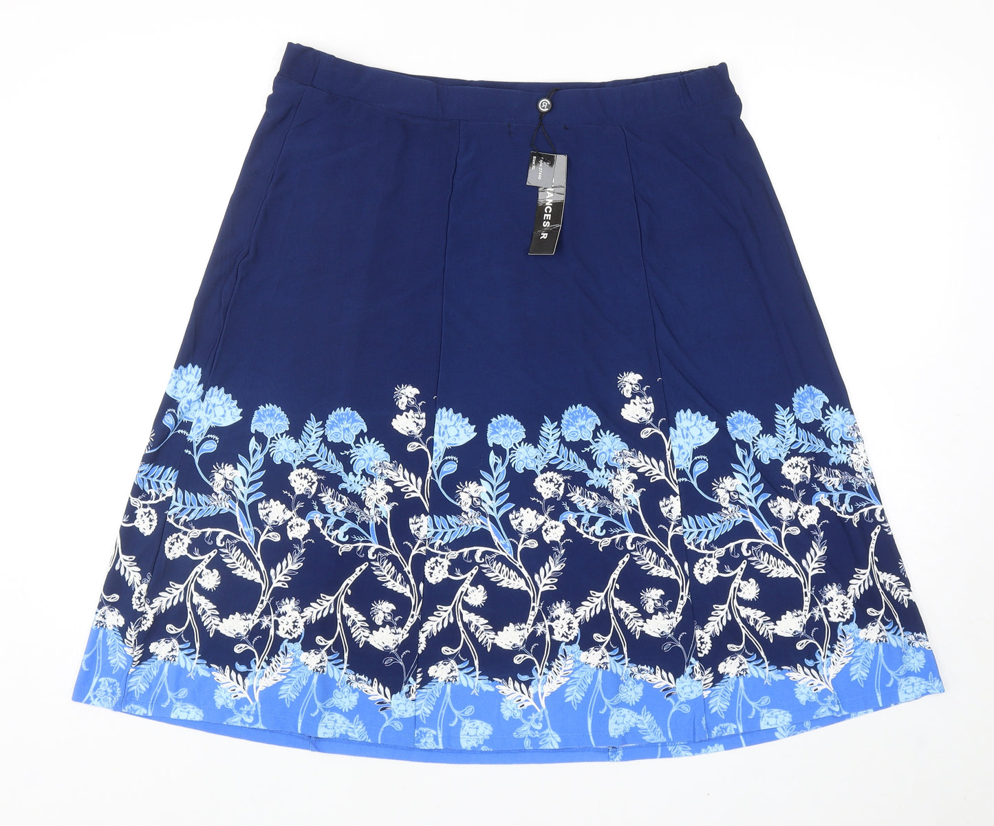 Chances R Womens Blue Geometric Polyester A-Line Skirt Size XL