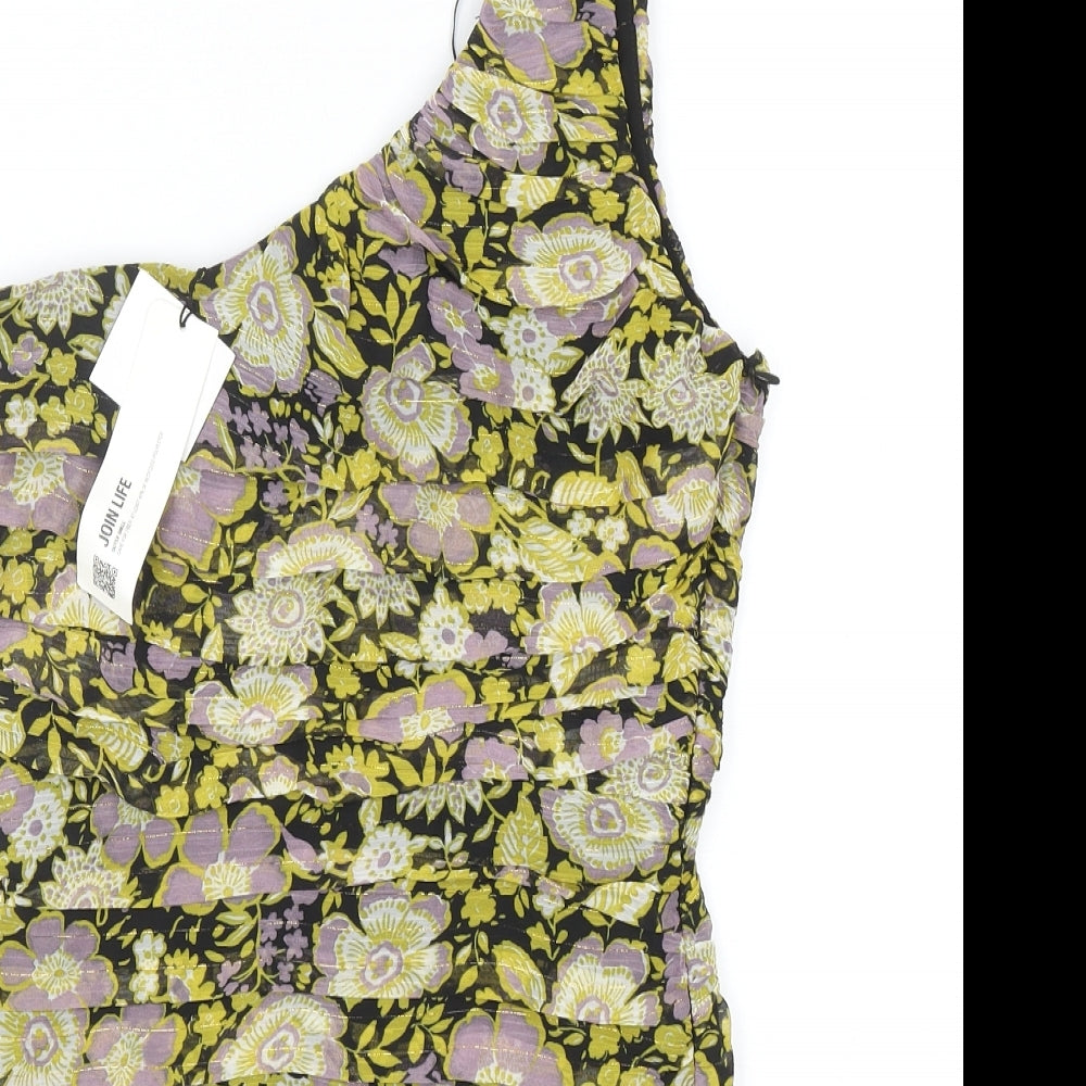 Zara Womens Multicoloured Floral Polyester Mini Size M One Shoulder Zip