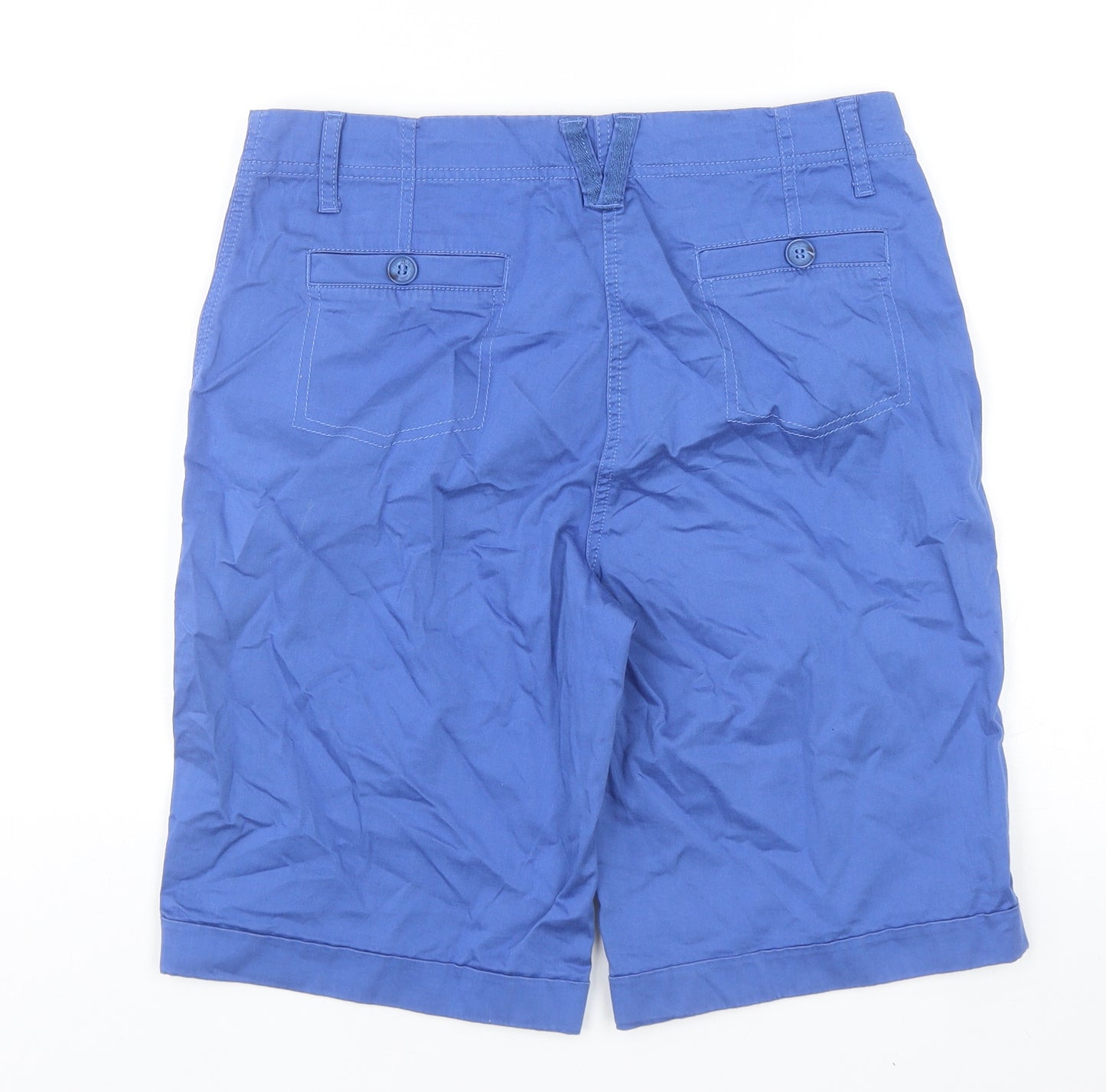 Per Una Womens Blue Cotton Bermuda Shorts Size 12 Regular Zip