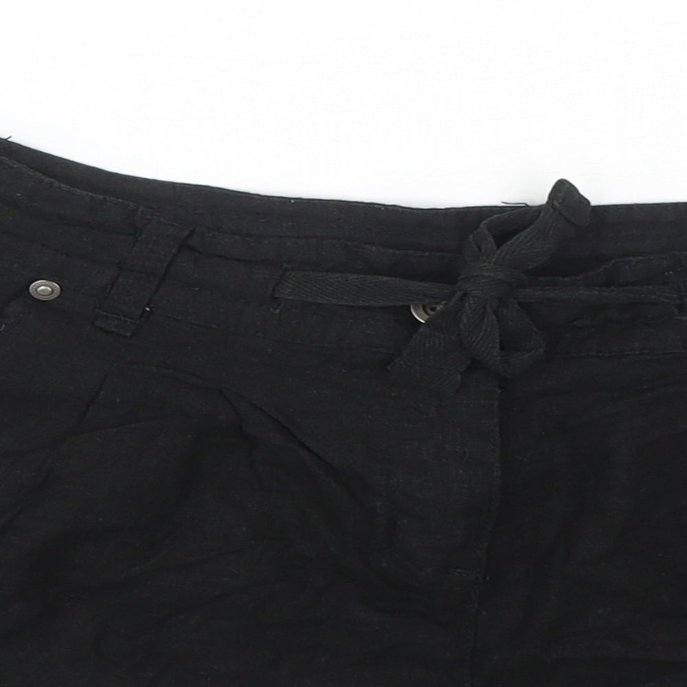 Denim & Co. Womens Black Linen Culotte Shorts Size 10 Regular Zip