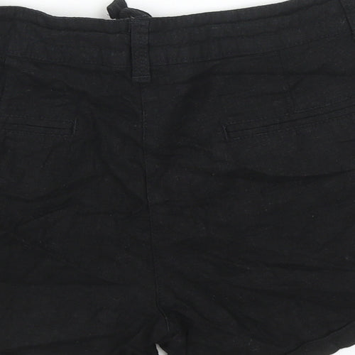 Denim & Co. Womens Black Linen Culotte Shorts Size 10 Regular Zip