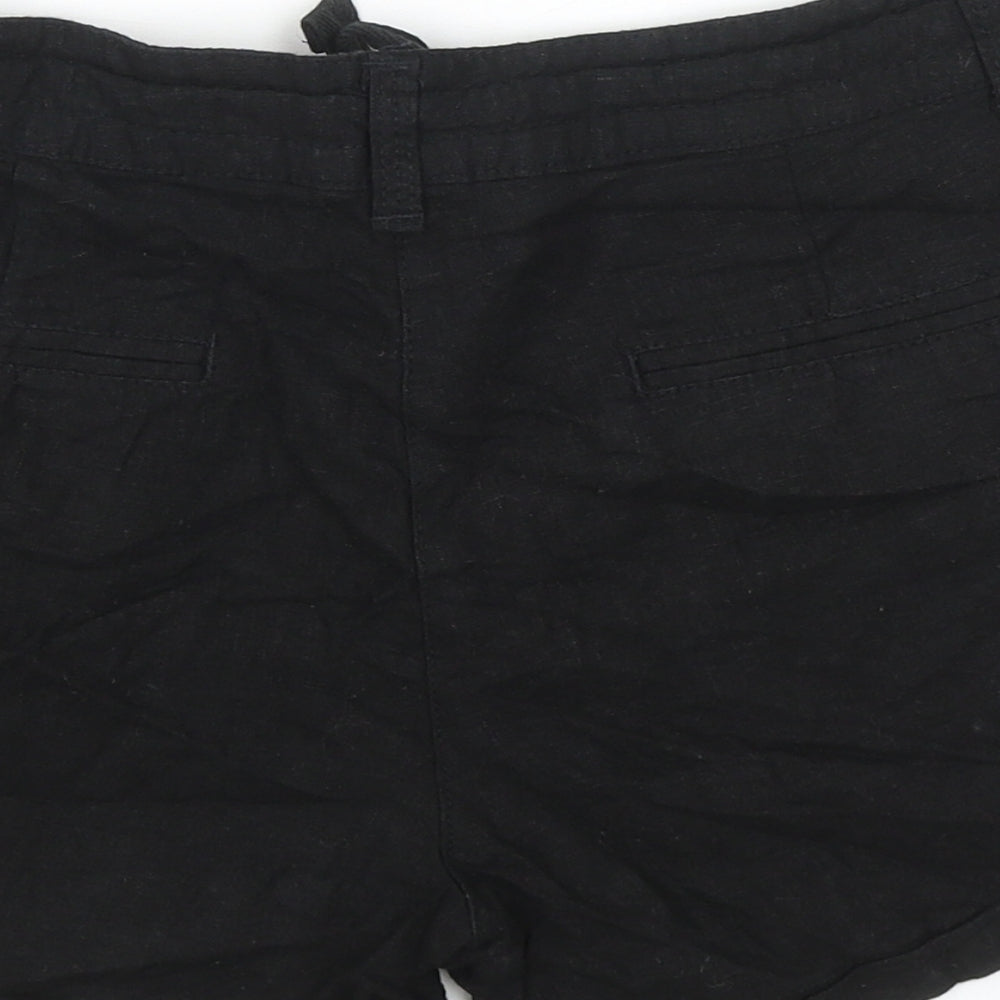 Denim & Co. Womens Black Linen Culotte Shorts Size 10 Regular Zip