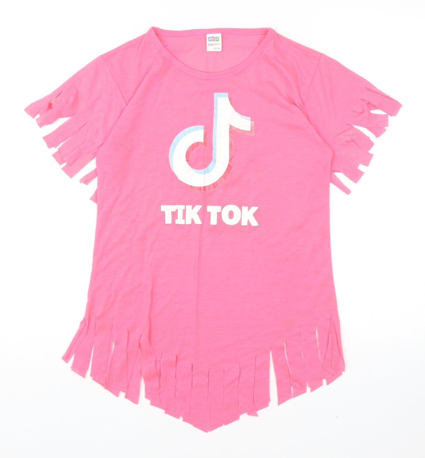 Anbor Womens Pink Polyester Basic T-Shirt Size 12 Crew Neck - Tik Tok