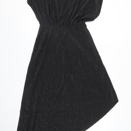 SheIn Womens Black Polyester Fit & Flare Size M Boat Neck Pullover - Chain Detail