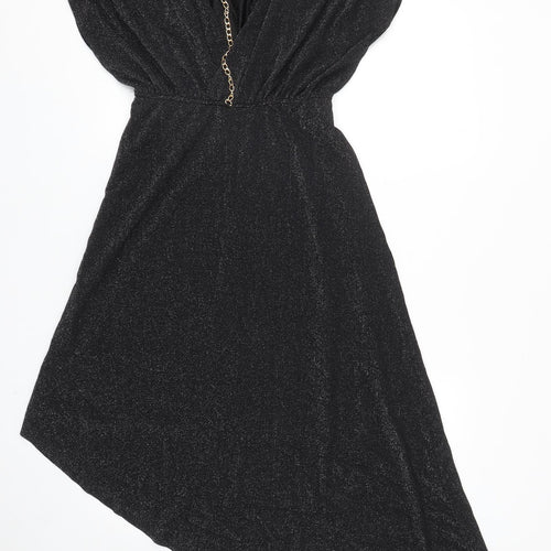 SheIn Womens Black Polyester Fit & Flare Size M Boat Neck Pullover - Chain Detail