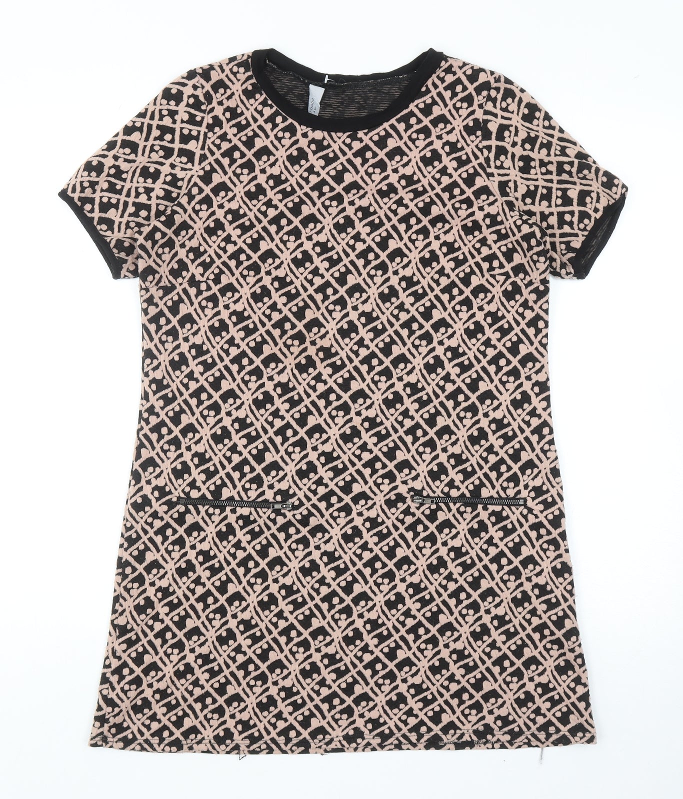 Dorothy Perkins Womens Black Geometric Polyester Tunic Blouse Size 12 Round Neck