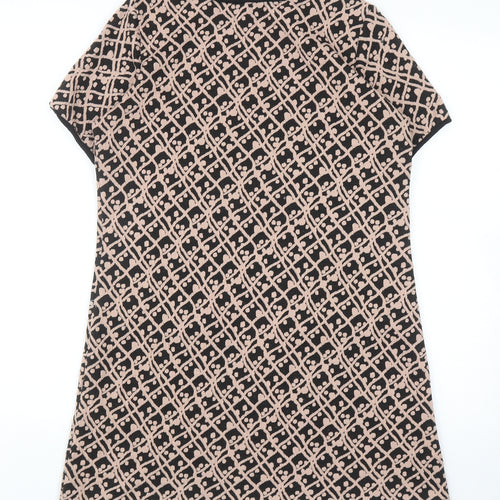 Dorothy Perkins Womens Black Geometric Polyester Tunic Blouse Size 12 Round Neck