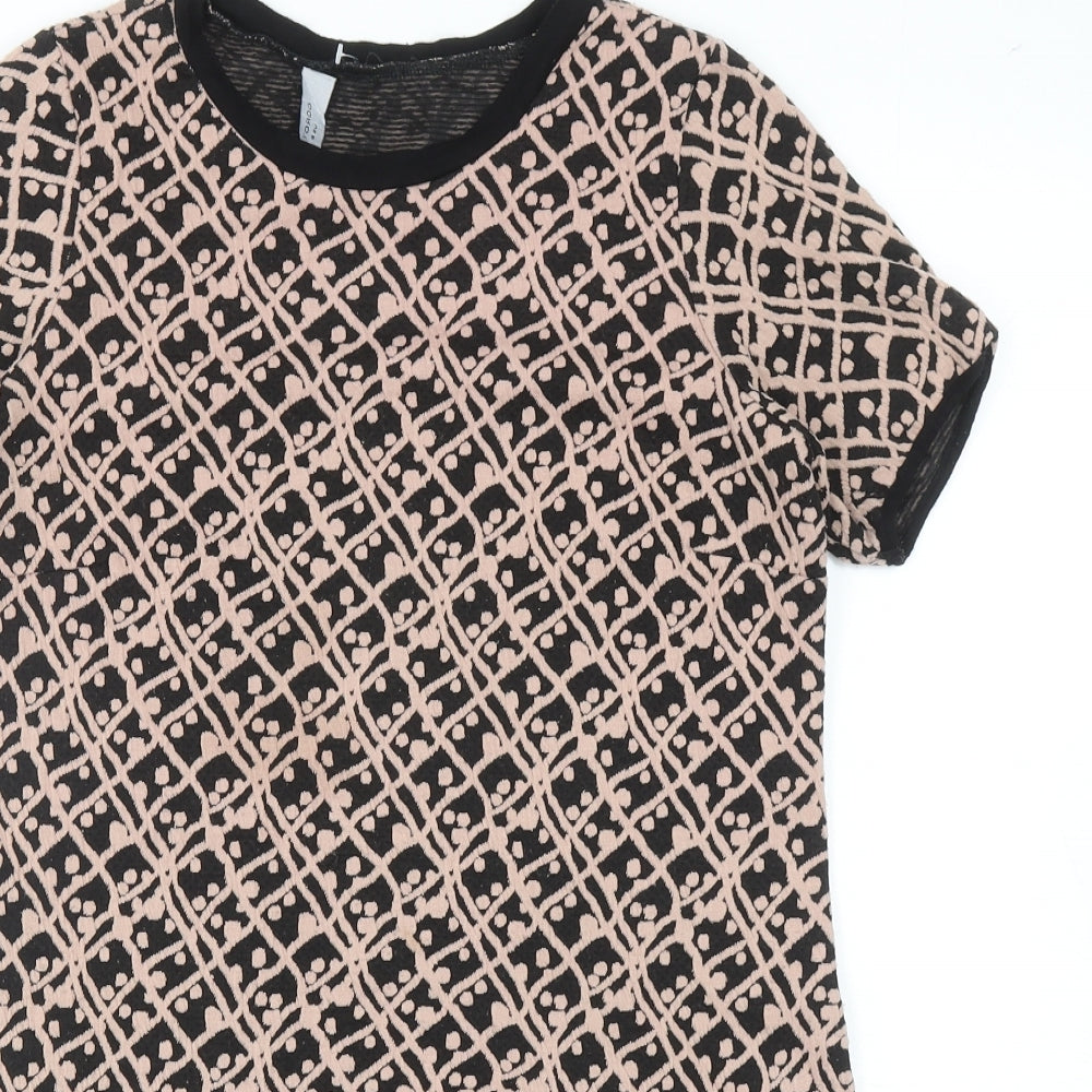 Dorothy Perkins Womens Black Geometric Polyester Tunic Blouse Size 12 Round Neck