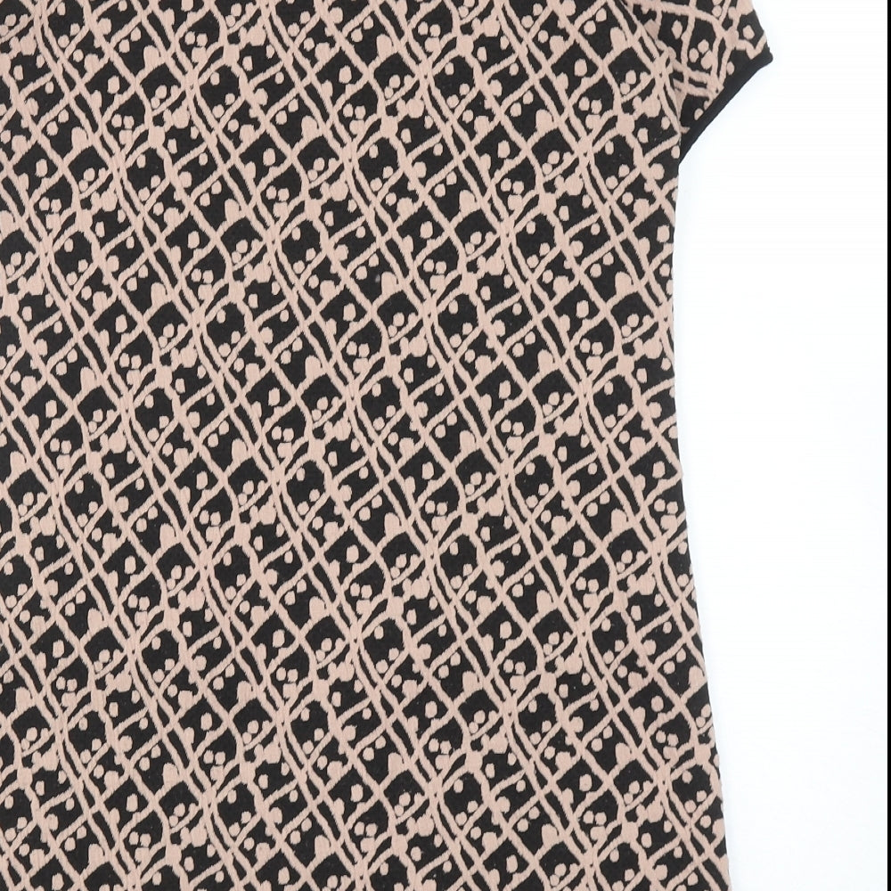 Dorothy Perkins Womens Black Geometric Polyester Tunic Blouse Size 12 Round Neck